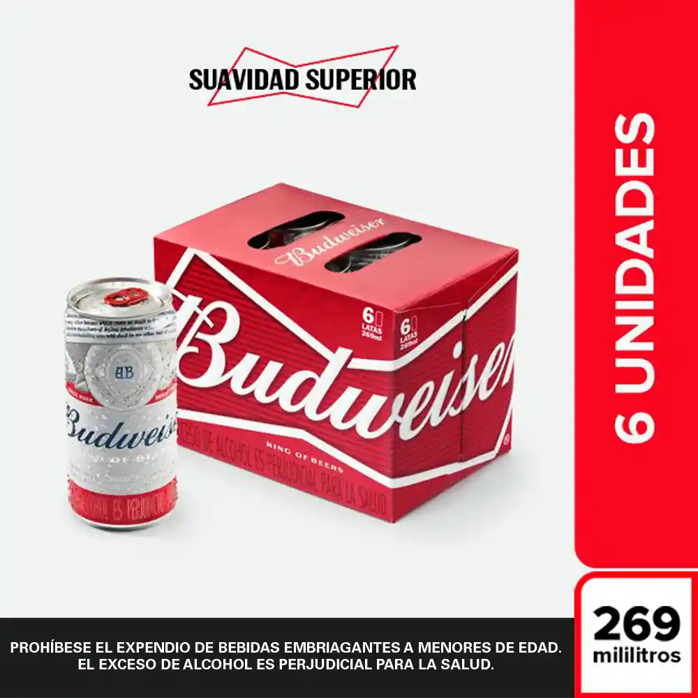 Budweiser Cerveza Lager Pack X6