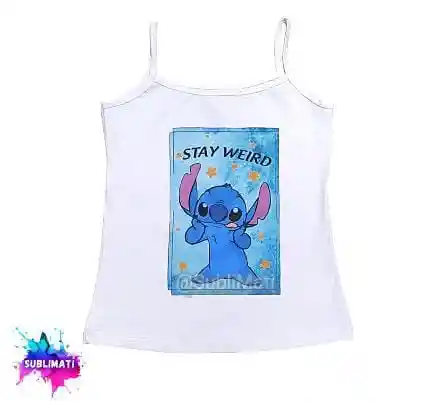 Blusa De Tiras Estampada De Stitch - Talla M