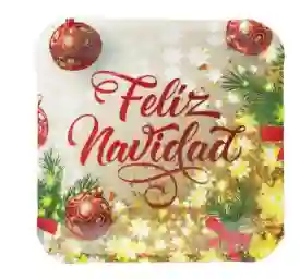 Plato Cuadrado Feliz Navidad X 12 Unidades