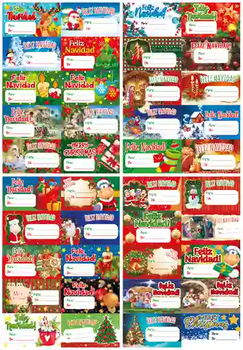 Tarjeta De Para Sticker Mediana Navideña X 20 Unidades Navidad