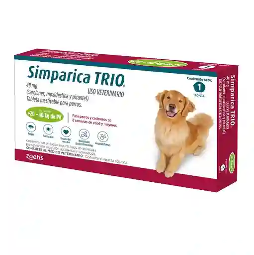 Simparica Trio 48 Mg Para Perros Entre 20-40 Kilos