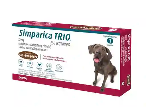 Simparica Trio 72 Mg Para Perro Entre 40-60 Kg De Peso