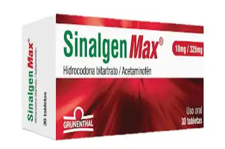 Sinalgen Max (hidrocodona Birtrato/ Acetaminofen)10 Mg/ 325 Mg Caja