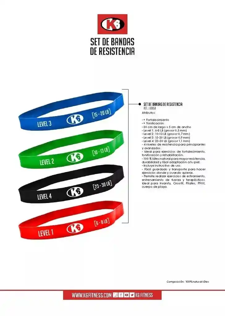 Set De Bandas De Resistencia X4 - K6