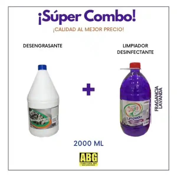 ¡ Super Combo ! Desengrasante X2 Lt + Limpiador Desinfectante Lavanda 2 Lt