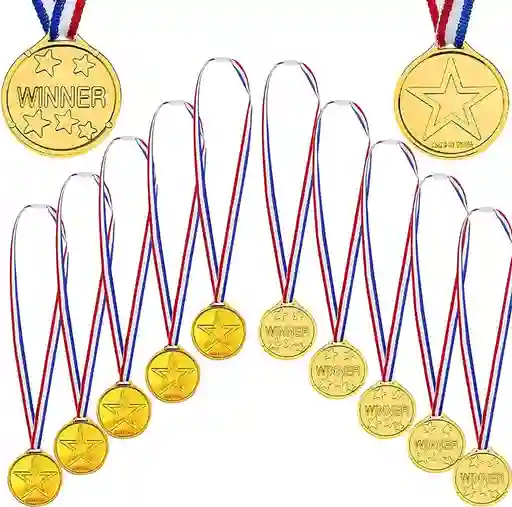 10 Medallas Doradas Ganador Fiesta Deporte Premio Piñata