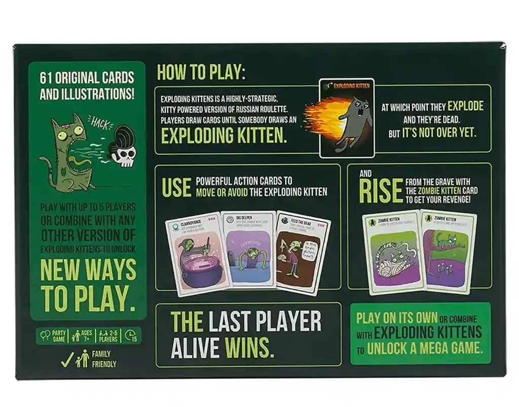 Exploding Kittens Zombie Kittens En Inglés Juegos De Mesa