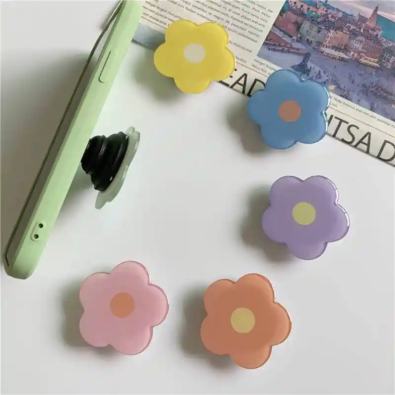 Accesorios De Soporte Telefono Celular Ringholder Con Diseño De Flor Amarilla