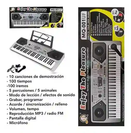 Juguete Organeta Piano Teclado 61 Teclas Radio Fm/usb/ Mq-001
