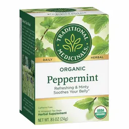 Traditional Medicinals Organic Té Herbal Peppermint Libre De Cafeína 16 Bolsitas .85 Oz. (24g)