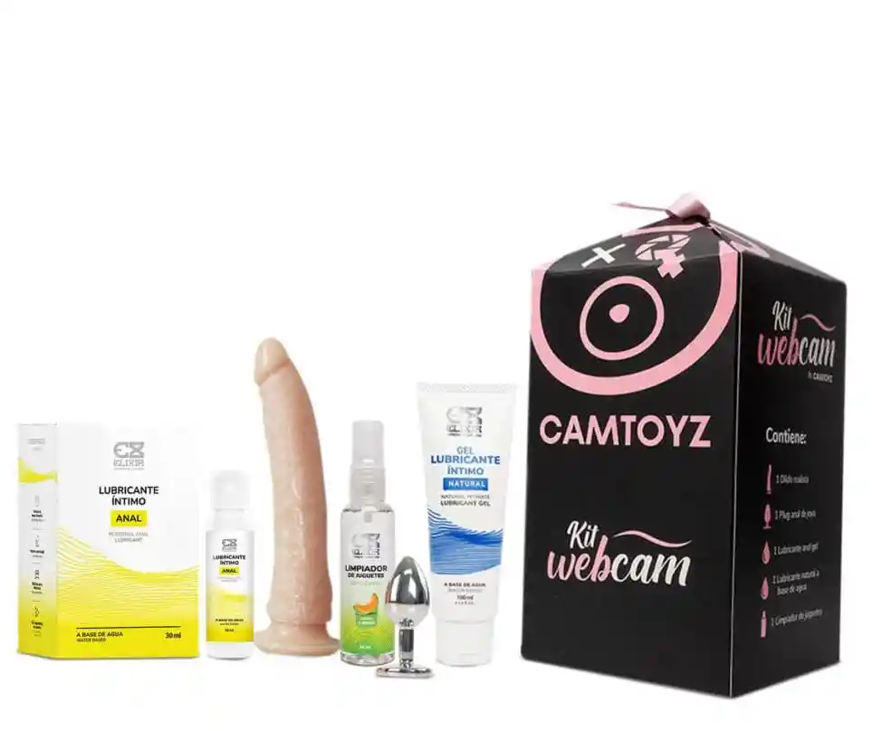 Kit Para Webcam Juguetes Sexuales Kit Erótico Dildo+ Plug+lubricante Neutro+limpiador+lubricante Anal