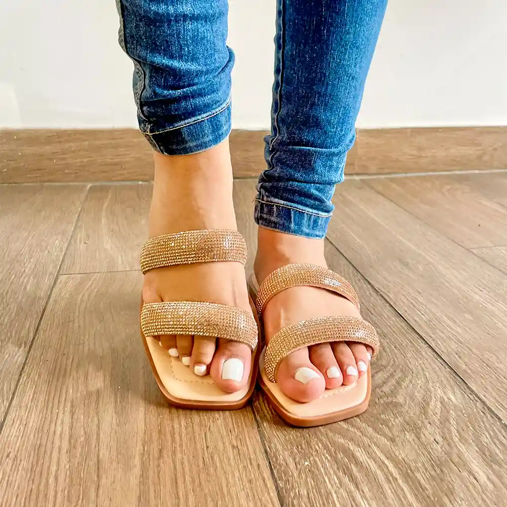 Calzado Zapato Casual Sandalia Plana Dama Karla Chacon Vivian Oro Rosa/35