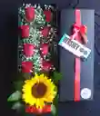 Caja Fina De Rosas Y Girasole