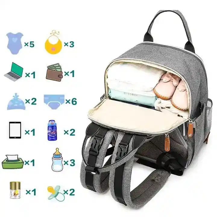 Pañalera Bolso Materno Multifuncional Cambiador Gris Ld2204