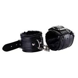 Esposas Nick En Cuero Y Peluche Negro Camtoyz - Sado Bdsm