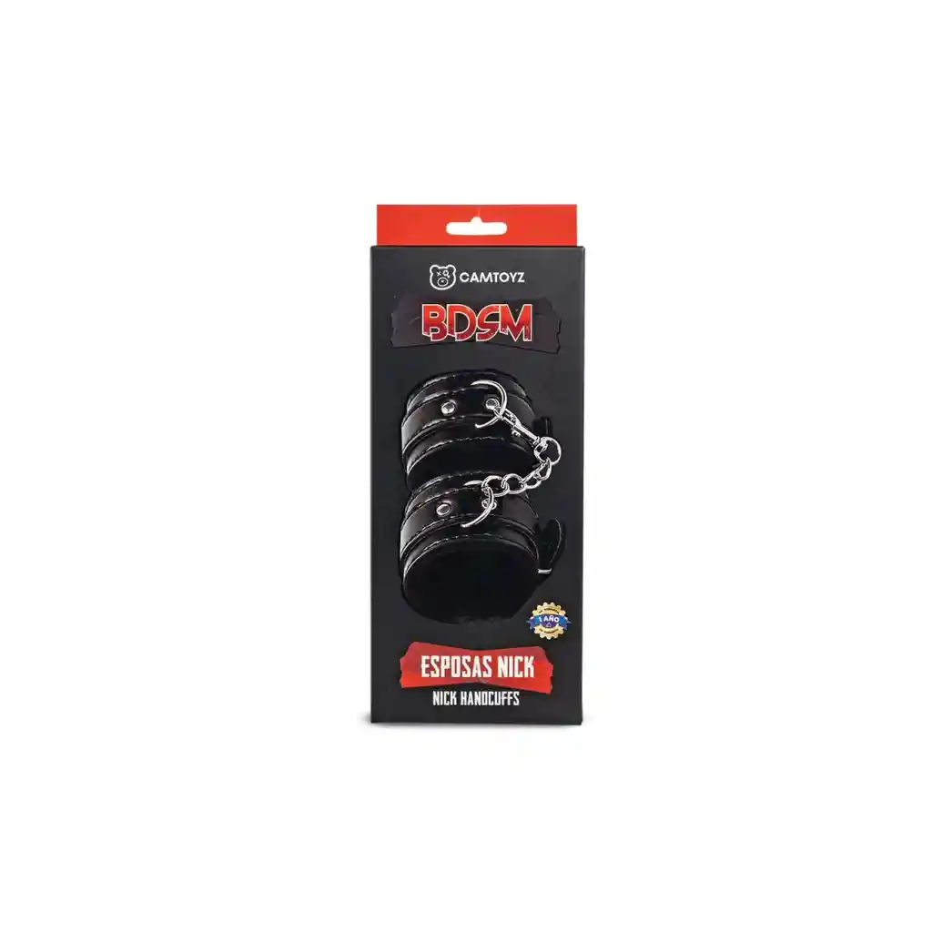 Esposas Nick En Cuero Y Peluche Negro Camtoyz - Sado Bdsm