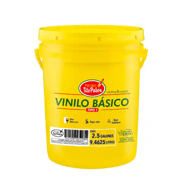 Pintura Vinilo Tipo 1 Basico Tito Pabon Balde (9.46 L)