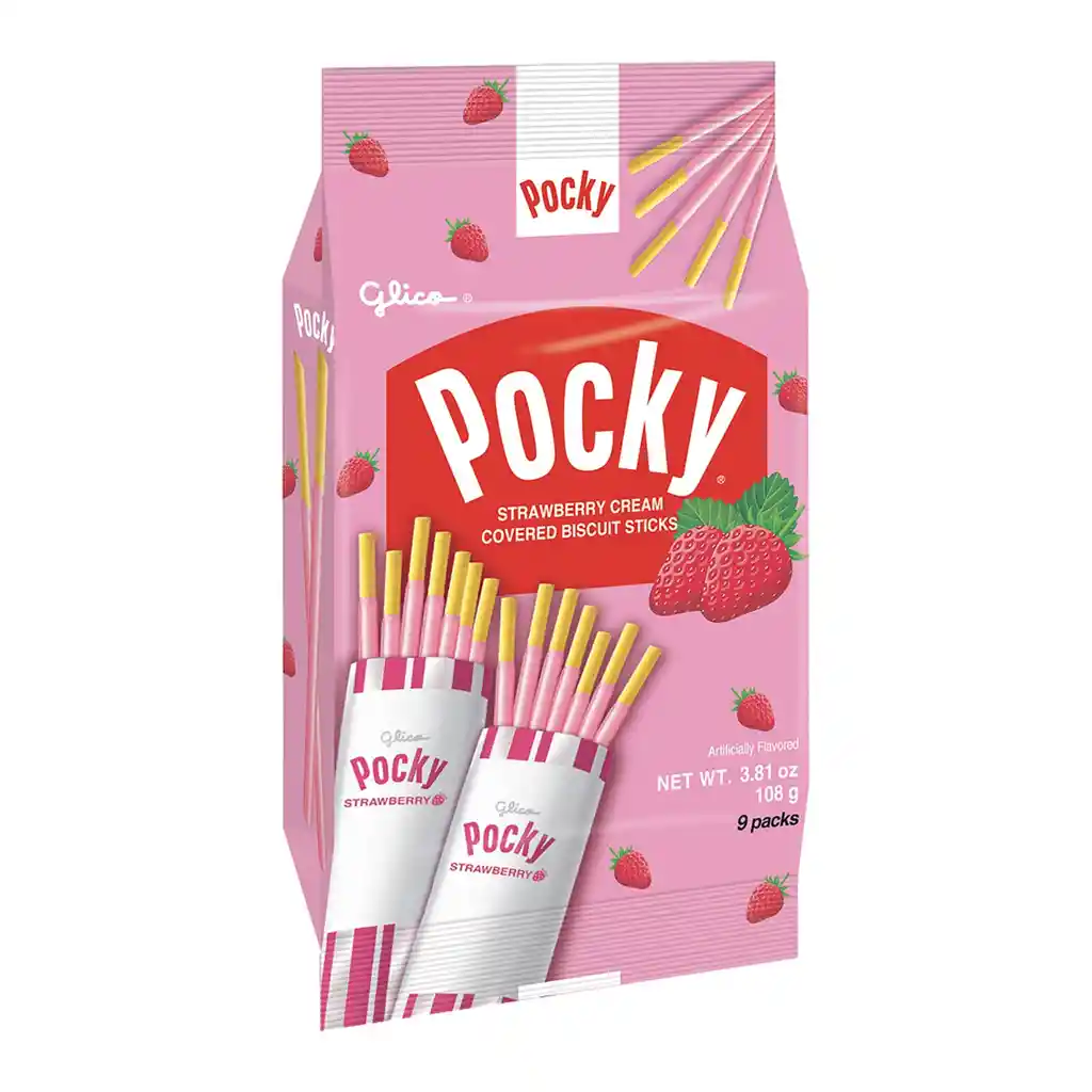 Pocky Palos Japoneses De Fresa Paquete De 9 Unidades