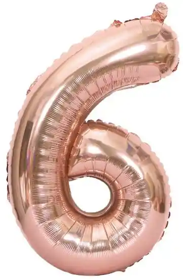 Globo Bomba Oro Rosa Numero 6 Metalizado