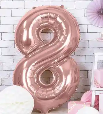 Globo Bomba Oro Rosa Numero 8 Metalizado