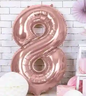 Globo Bomba Oro Rosa Numero 8 Metalizado