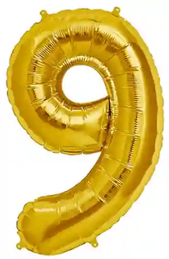 Globo Bomba Dorado Numero 9 Metalizado