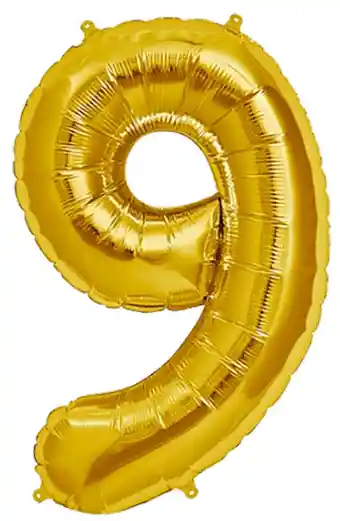 Globo Bomba Dorado Numero 9 Metalizado