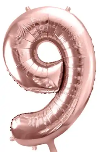 Globo Bomba Oro Rosa Numero 9 Metalizado