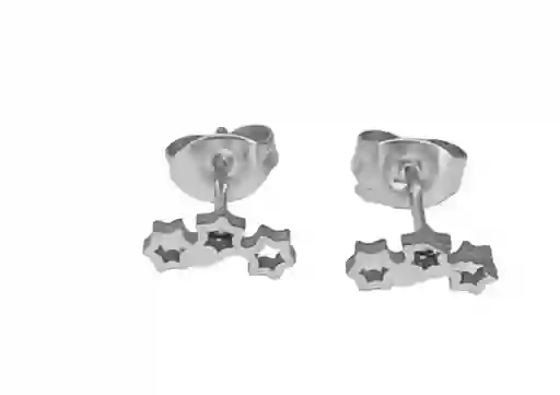 Arete Topo En Acero Diseño Tres Estrellas Plateadas