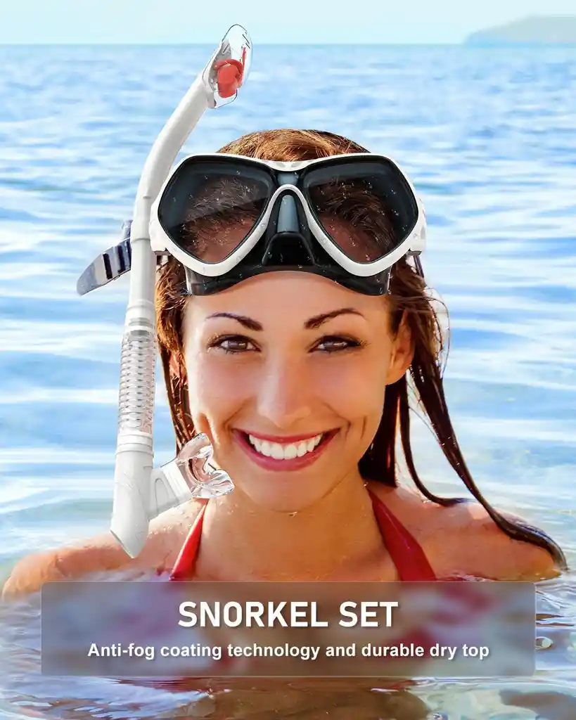 Kit Snorkel Careta Gafas Buceo Profesional Vidrio Templado