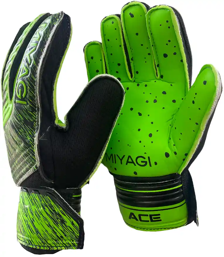 Guantes De Fútbol Miyagi Ace, Palma Látex Alemán, Para Niños/verde Talla 3