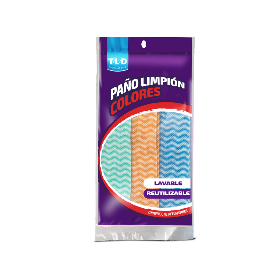 Paño Limpión Reutilizable Colores Surtidos Todos Los Dias 3 und