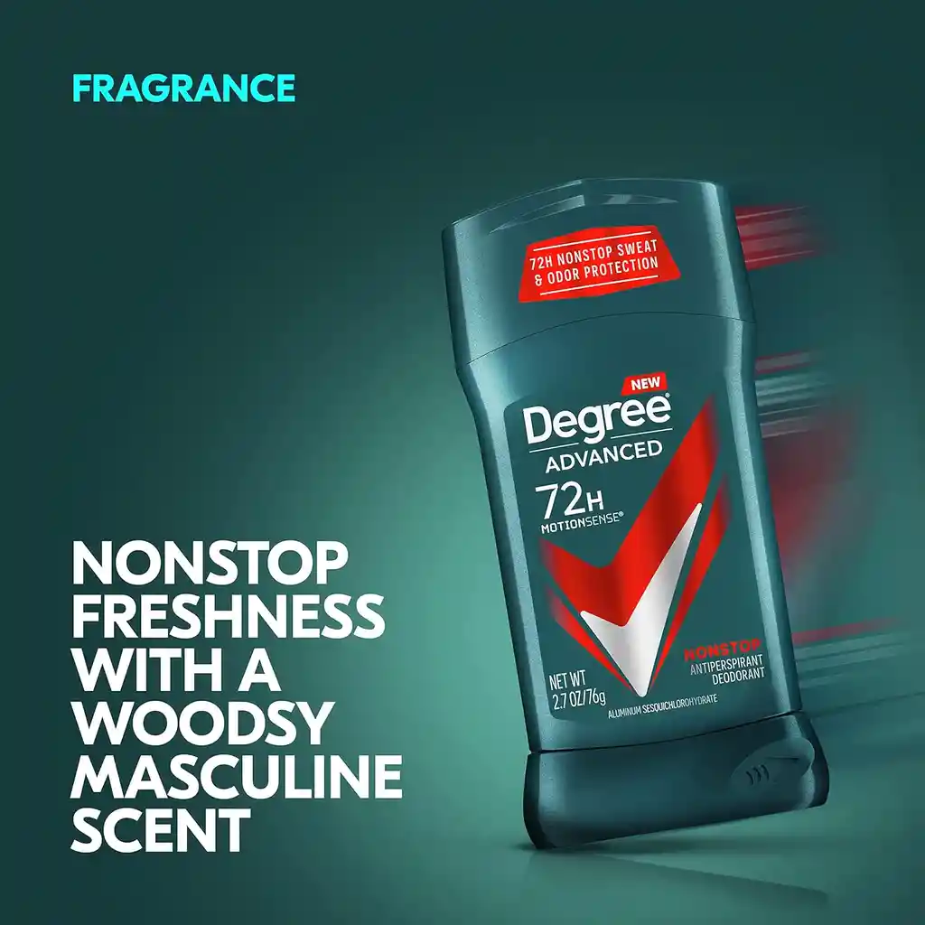 Degree Mens Desodorante Antitranspirante Motion Sense Nonstop Protección 72 H - 2.7 Onzas (76 G)