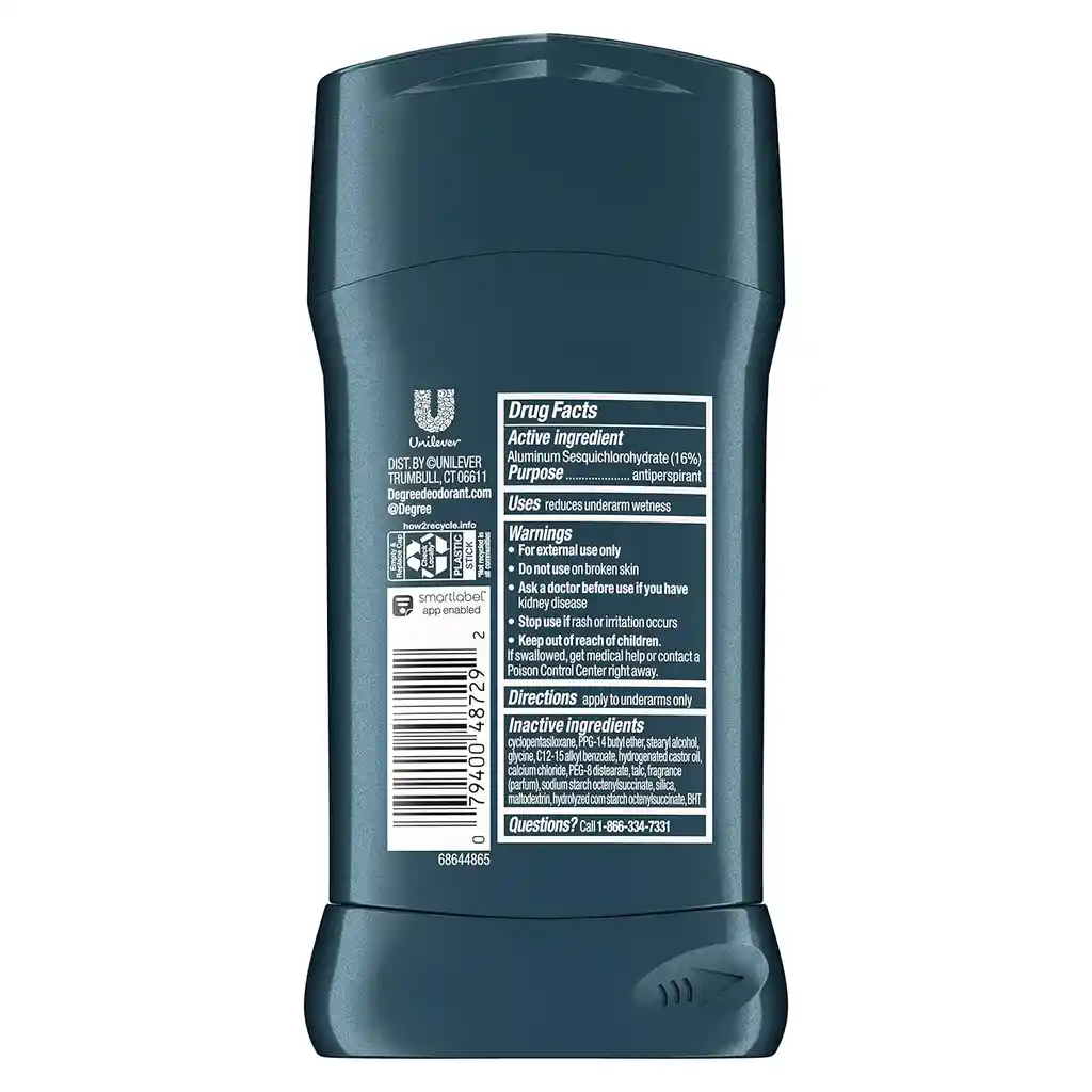 Degree Mens Desodorante Antitranspirante Motion Sense Nonstop Protección 72 H - 2.7 Onzas (76 G)