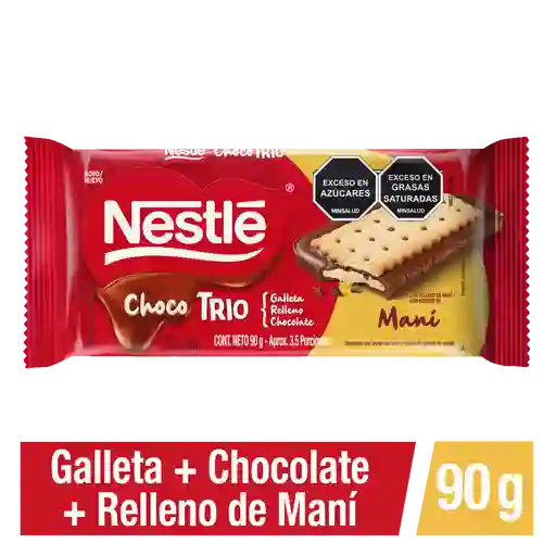 Chocolate ChocoTrio NESTLÉ con galleta y relleno de maní x 90g
