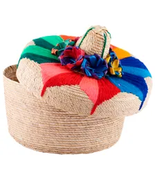 Tortillero Artesanal De Palma Con Tapa De Sombrero Bordado Importado