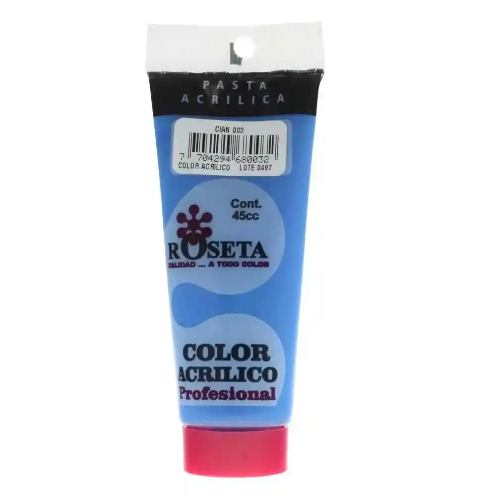 Acrilico Profesional Roseta Color Cian 45cc