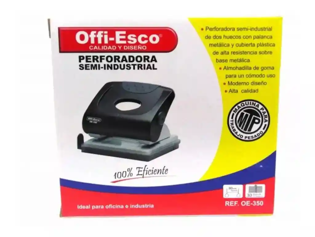 Perforadora 2 Huecos Semi Industrial30 Hojas Offi Esco Oe-350