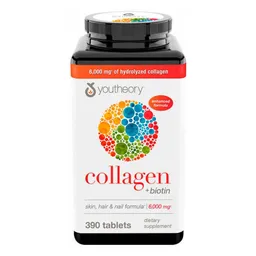 Youtheory Colageno + Biotina 6000 Mg 390 Tabletas