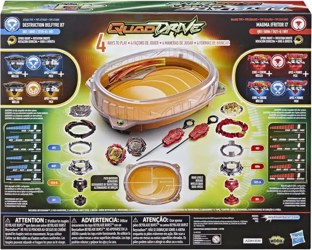 Beyblade Estadio Burst Quaddrive Campo De Batalla Cosmic + 2 Lanzadores