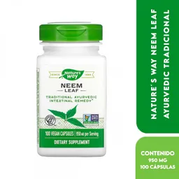 Nature's Way Neem Leaf Ayurvedic Tradicional 950 Mg Por Servicio, 100 Cápsulas Veganas
