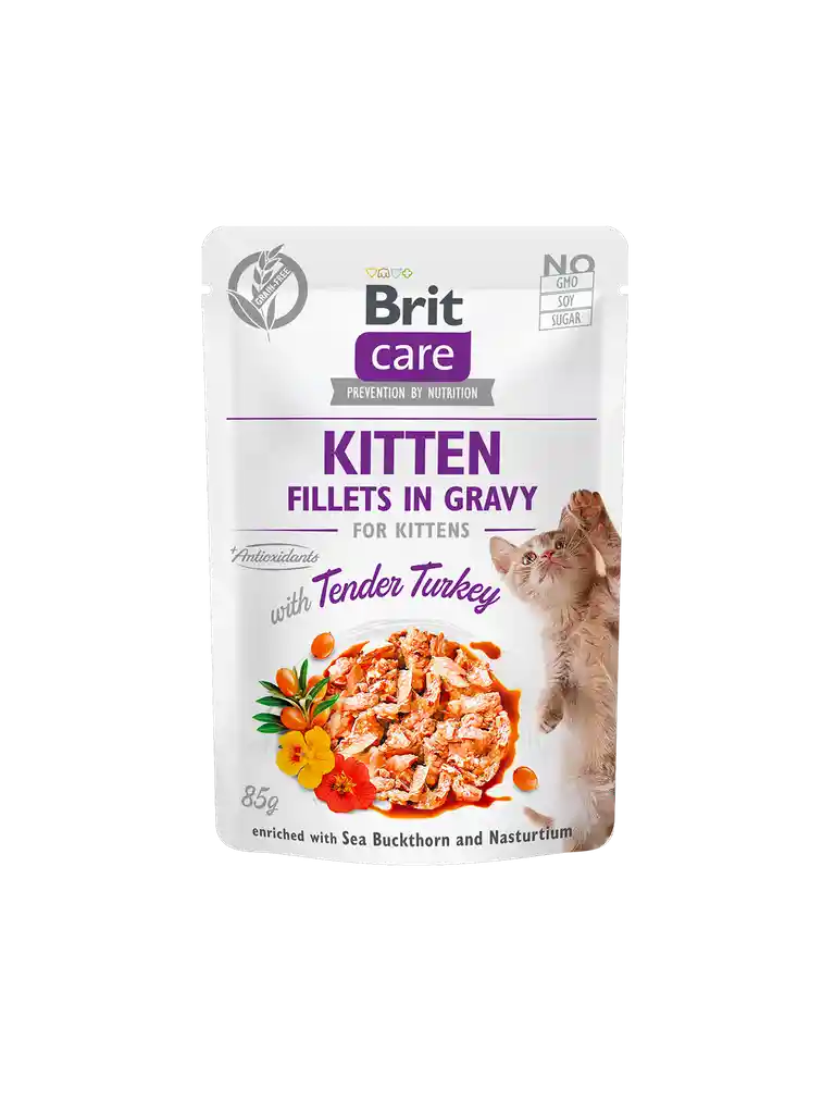 Brit Care Sobre Para Gatito- Kitten Fillets In Gravy With Tender Turkey X 85gr
