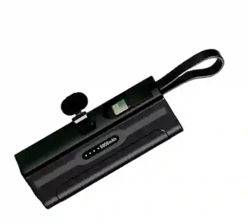 Powerbank 5000 Mah Portátil Mini Bateria - Carga Directa Tipo C, Cable Lightning Negro