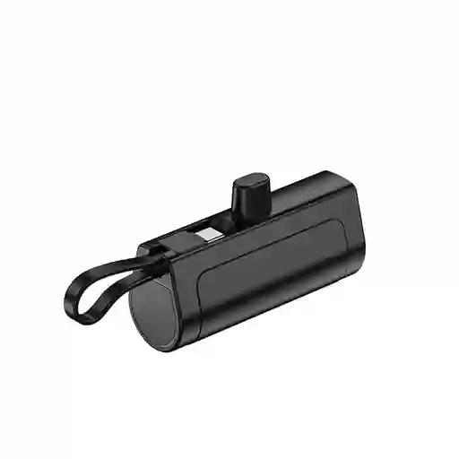 Powerbank 5000 Mah Portátil Mini Bateria - Carga Directa Lightning, Cable Tipo C Negro