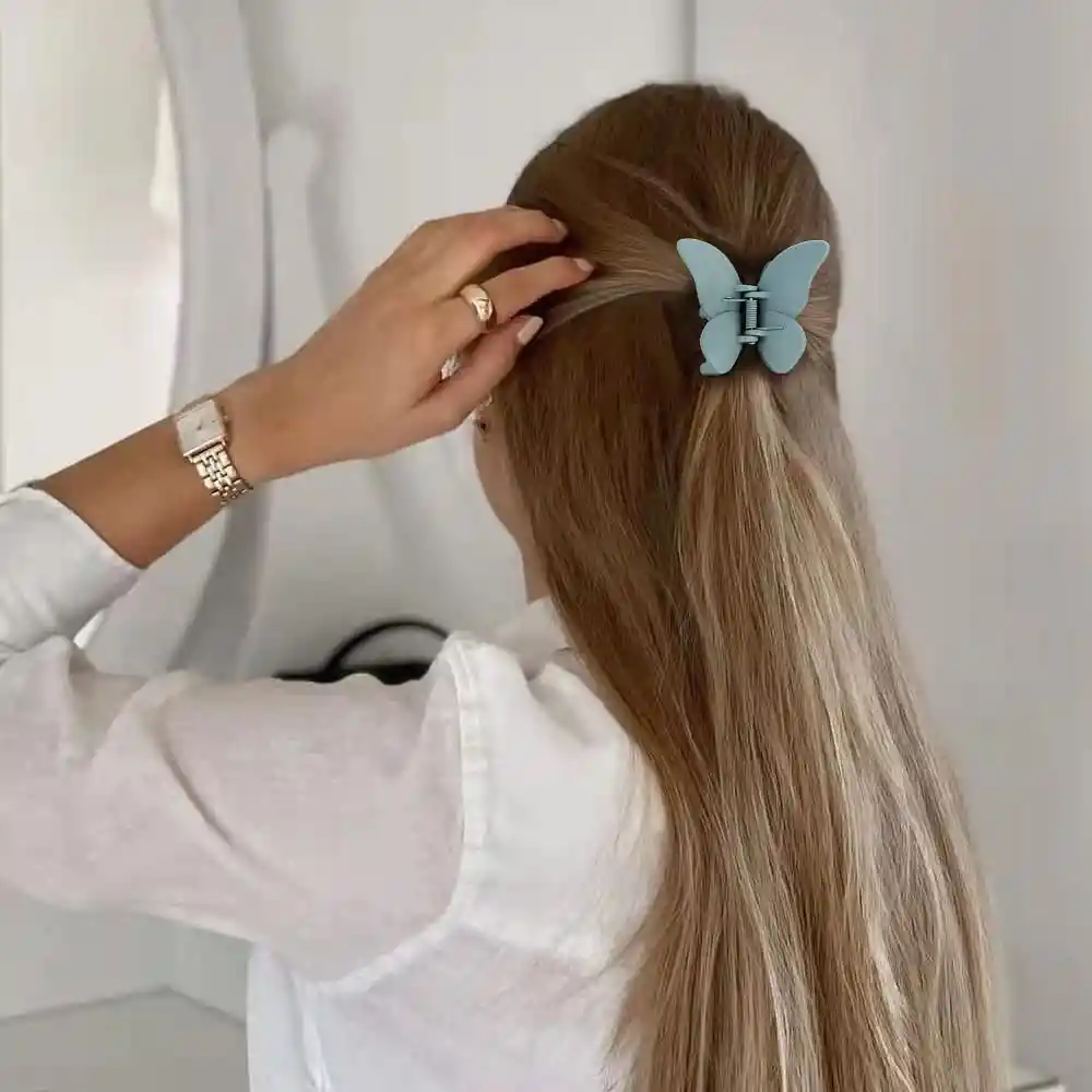 Pinza Clip Caimán Diseño Mariposa Boreal Para El Cabello