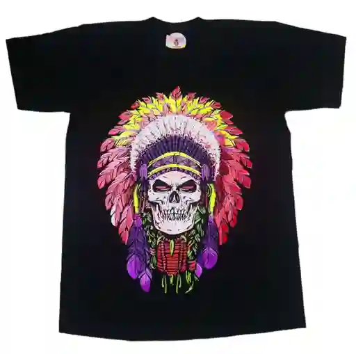 Camiseta Indio Calavera Neón Camiseta Para Hombre Calavera