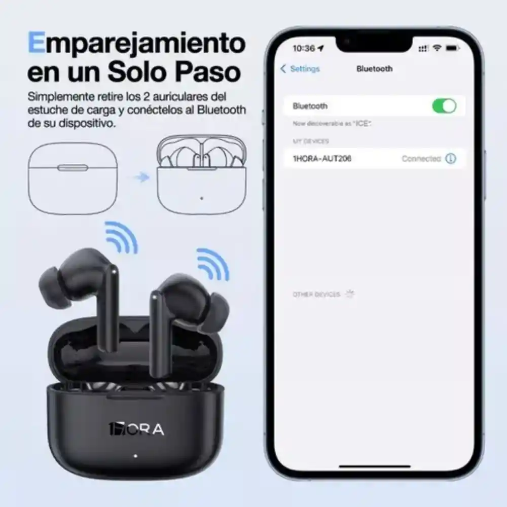 Audífonos Inalámbricos Bluetooth 1hora Aut206 Negro