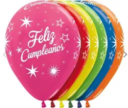 R-12 Bombas Sempertex Infinity Feliz Cumpleaños Destellos Colores Surtidos X 12