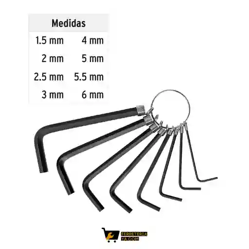 Juego 8 Llaves Bristol Metricas Pretul - 21851