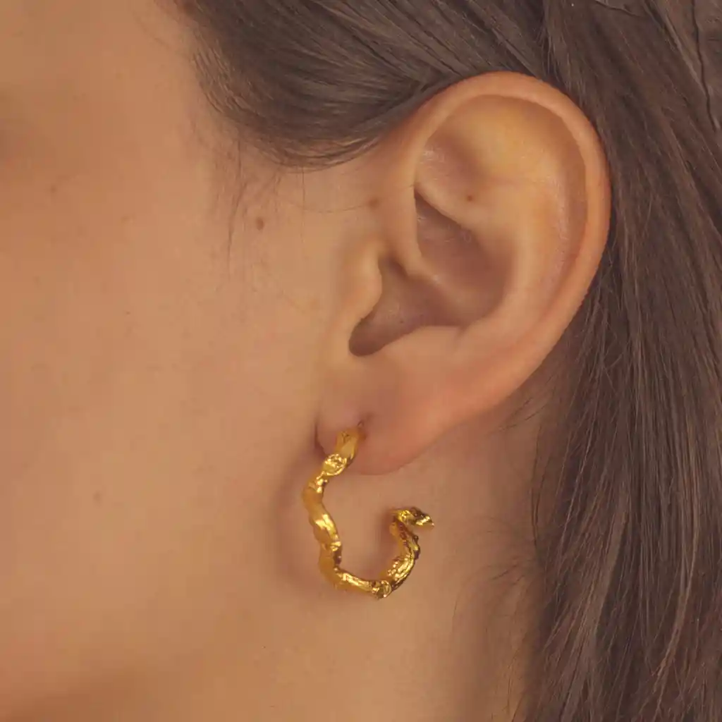 Aretes Candonga Ramita Palma Pequeños